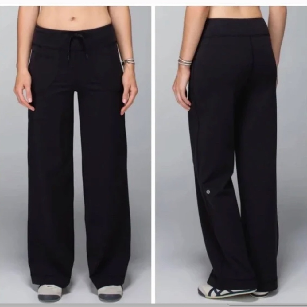 Lululemon Still Pant, Wide Leg Drawstring Pant Black Sz 4